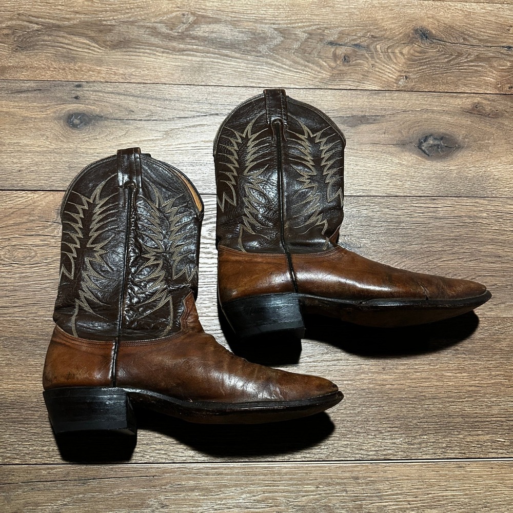 Vintage Nocona Brown Leather Western Cowboy Boots Mens 10 B